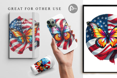 Digital Paper Butterfly 4th of July Digital Pattern artnoy 
