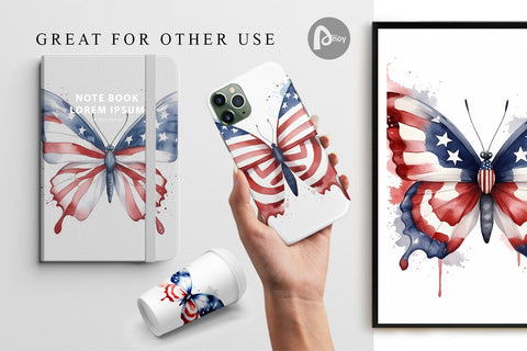 Digital Paper Butterfly 4th of July Sublimation artnoy 