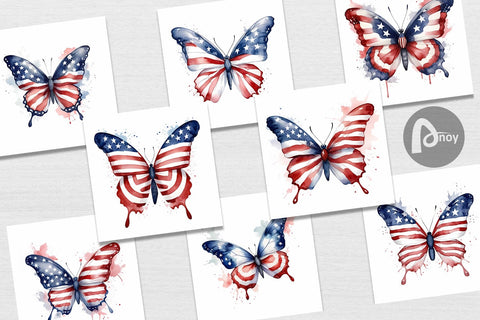 Digital Paper Butterfly 4th of July Sublimation artnoy 