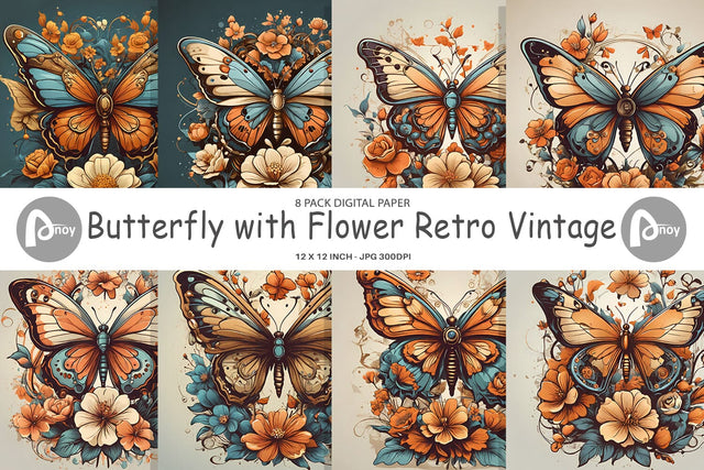Digital Paper Butterfly and Flower Digital Pattern artnoy 