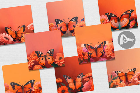 Digital Paper Butterfly and Flowers Digital Pattern artnoy 