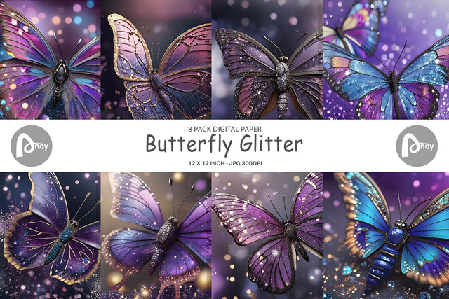 Digital Paper Butterfly Glitter Digital Pattern artnoy 