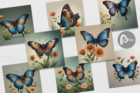 Digital Paper Butterfly illustration Digital Pattern artnoy 