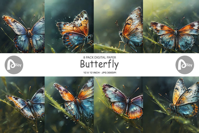 Digital Paper Butterfly Illustration Digital Pattern artnoy 