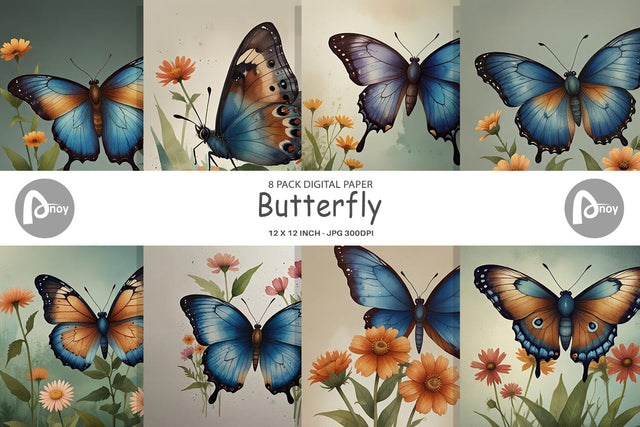 Digital Paper Butterfly illustration Digital Pattern artnoy 