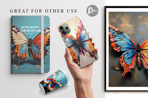 Digital Paper Butterfly Vibrant Color Digital Pattern artnoy 