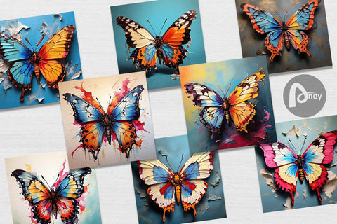 Digital Paper Butterfly Vibrant Color Digital Pattern artnoy 