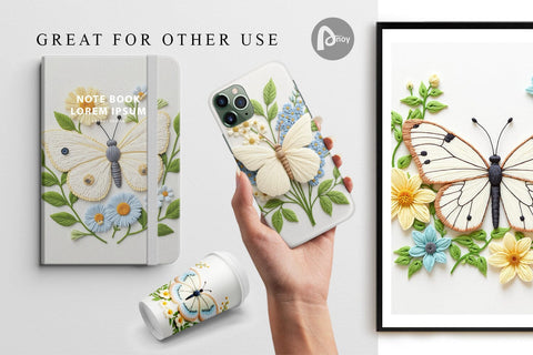 Digital Paper Cabbage White Butterfly Digital Pattern artnoy 