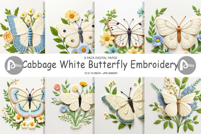 Digital Paper Cabbage White Butterfly Digital Pattern artnoy 