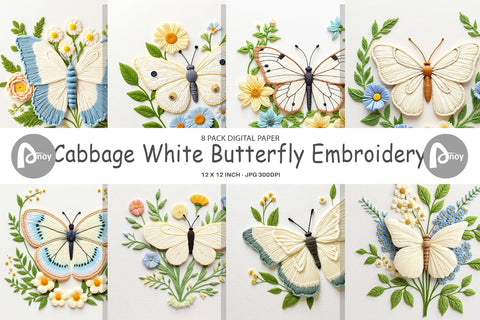 Digital Paper Cabbage White Butterfly Digital Pattern artnoy 
