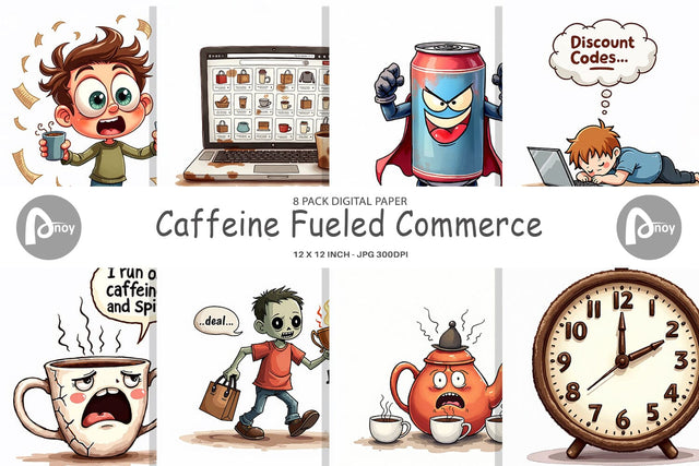 Digital Paper Caffeine Commerce Digital Pattern artnoy 