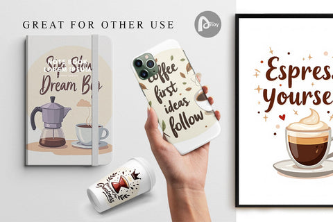 Digital Paper Caffeine Kick Quotes Digital Pattern artnoy 