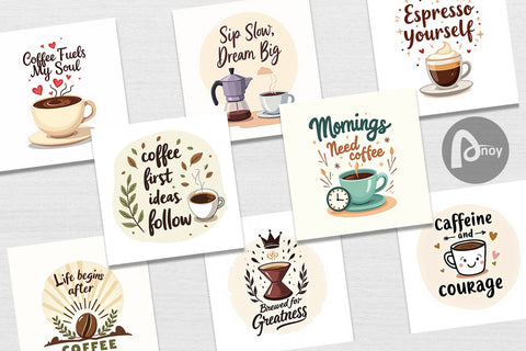 Digital Paper Caffeine Kick Quotes Digital Pattern artnoy 