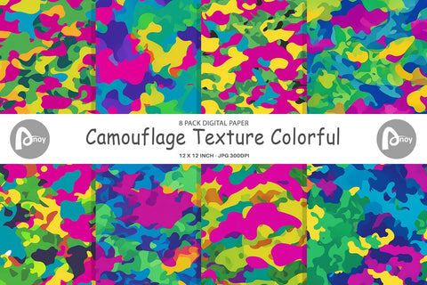 Digital Paper Camouflage Colorful Digital Pattern artnoy 