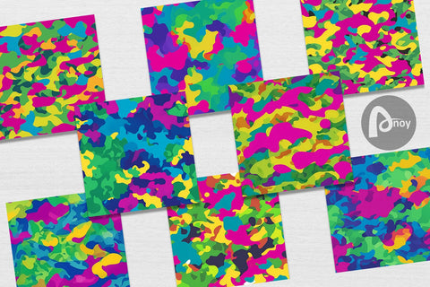 Digital Paper Camouflage Colorful Digital Pattern artnoy 