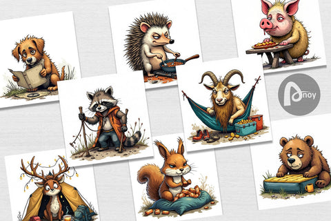 Digital Paper Camping Grumps Digital Pattern artnoy 