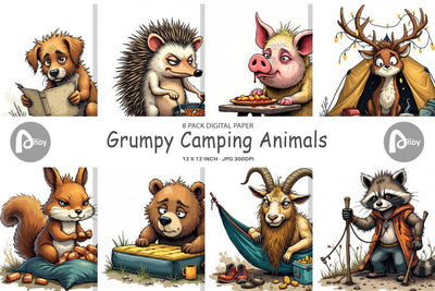 Digital Paper Camping Grumps Digital Pattern artnoy 