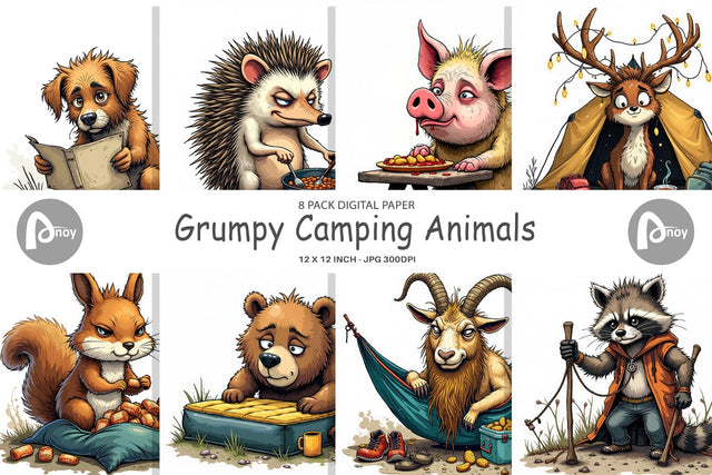 Digital Paper Camping Grumps Digital Pattern artnoy 