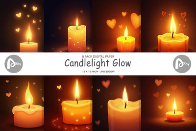 Digital Paper Candle Glow Digital Pattern artnoy 