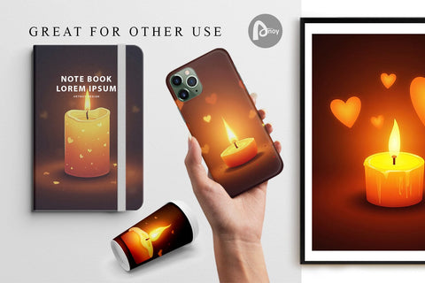 Digital Paper Candle Glow Digital Pattern artnoy 