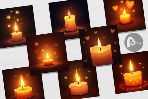 Digital Paper Candle Glow Digital Pattern artnoy 