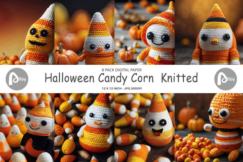 Digital Paper Candy Corn Knitted Digital Pattern artnoy 
