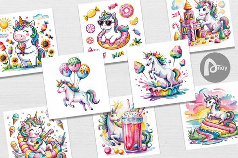 Digital Paper Candy Unicorn Summer Digital Pattern artnoy 