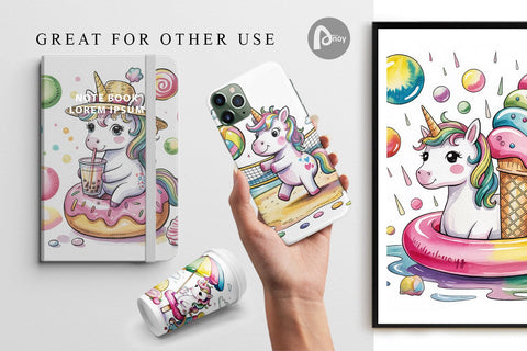 Digital Paper Candy Unicorn Summer Digital Pattern artnoy 