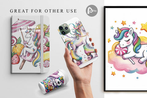 Digital Paper Candy Unicorn Summer Digital Pattern artnoy 