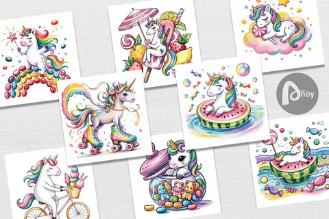 Digital Paper Candy Unicorn Summer Digital Pattern artnoy 