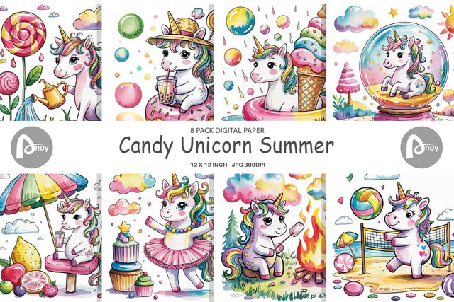 Digital Paper Candy Unicorn Summer Digital Pattern artnoy 