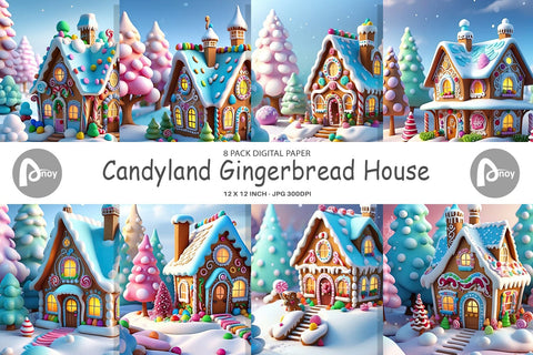 Digital Paper Candyland House Digital Pattern artnoy 