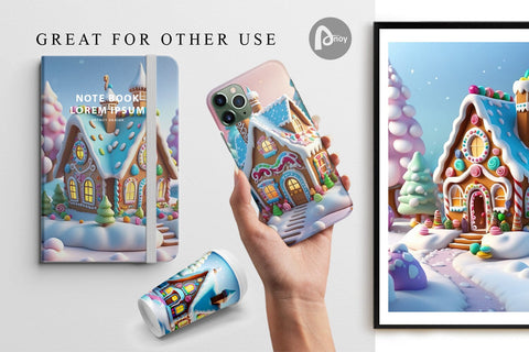 Digital Paper Candyland House Digital Pattern artnoy 