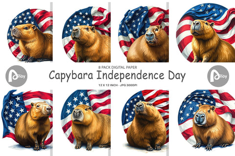 Digital Paper Capybara 4th of July Digital Pattern artnoy 