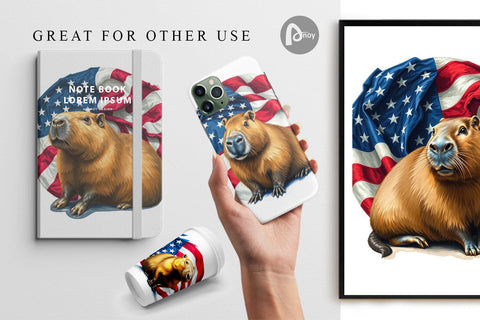 Digital Paper Capybara 4th of July Digital Pattern artnoy 