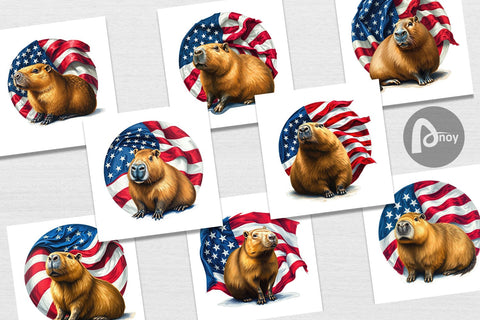 Digital Paper Capybara 4th of July Digital Pattern artnoy 