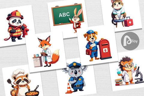 Digital Paper Career Animals Digital Pattern artnoy 