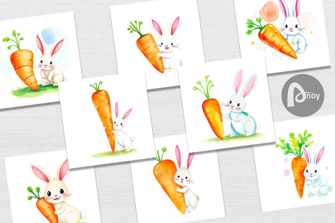 Digital Paper Carrot Bunny Digital Pattern artnoy 
