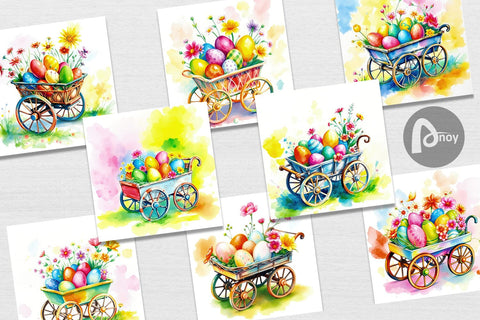 Digital Paper Cart Easter Digital Pattern artnoy 