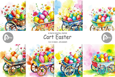 Digital Paper Cart Easter Digital Pattern artnoy 