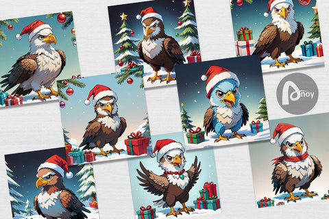 Digital Paper Cartoon Christmas Eagle Sublimation artnoy 