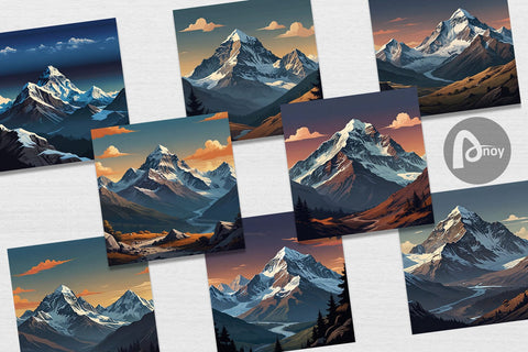 Digital Paper Cartoon Mount Everest Digital Pattern artnoy 