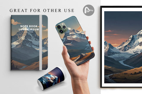 Digital Paper Cartoon Mount Everest Digital Pattern artnoy 