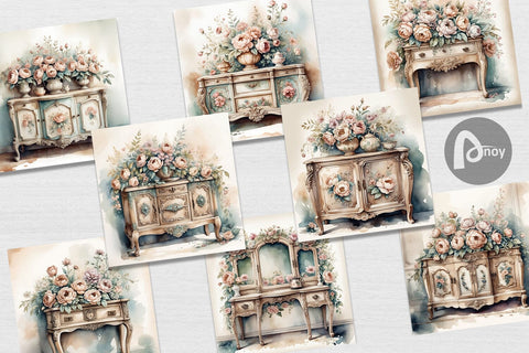 Digital Paper Carved Furniture Digital Pattern artnoy 