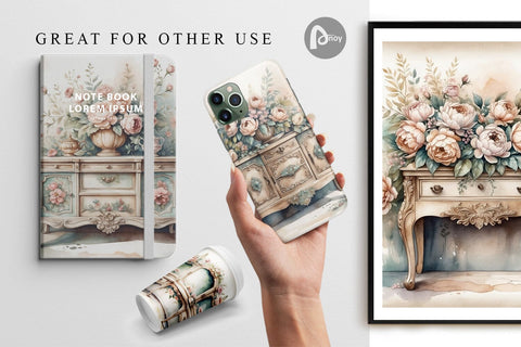 Digital Paper Carved Furniture Digital Pattern artnoy 