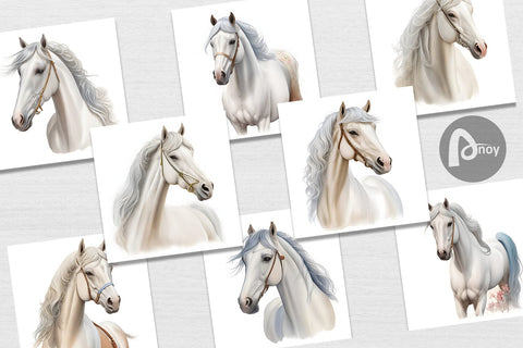 Digital Paper Caspian Horse Watercolor Digital Pattern artnoy 