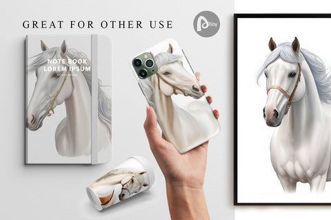 Digital Paper Caspian Horse Watercolor Digital Pattern artnoy 