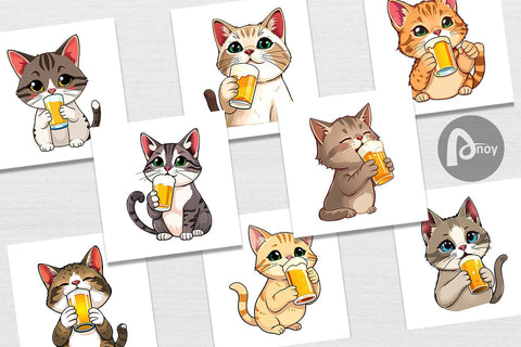 Digital Paper Cat Beer Day Digital Pattern artnoy 