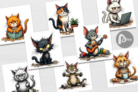 Digital Paper Cat Chaos Digital Pattern artnoy 