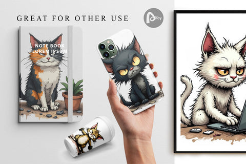 Digital Paper Cat Chaos Digital Pattern artnoy 